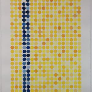 Dotted Yellow with Two Blue Stripes by Kate Snow