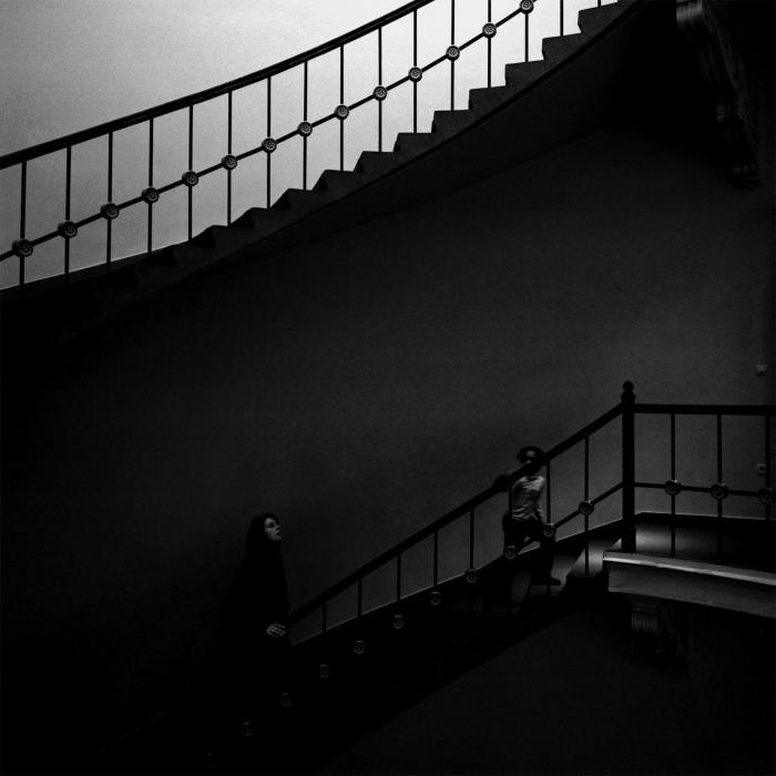 Mother and Child Coming Up Stairs by Shigeki Yoshida
