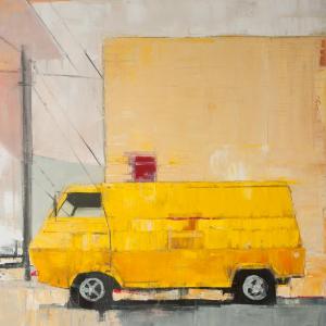 Yellow Van with Yellow Building by Ruth Shively