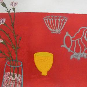 Red Table, Yellow Pot by Angela A'Court